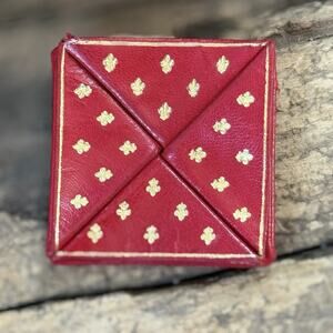 Vintage Italian Fleur De Lis Gold Embossed Gilded Red Made In Italy Coin Purse